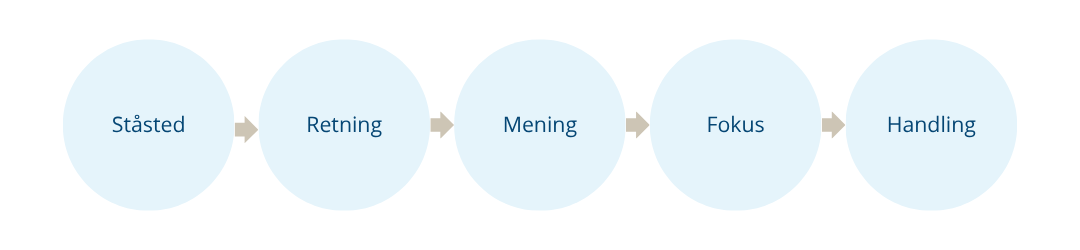 5 grundsøjler - ståsted – retning – mening – fokus – handling